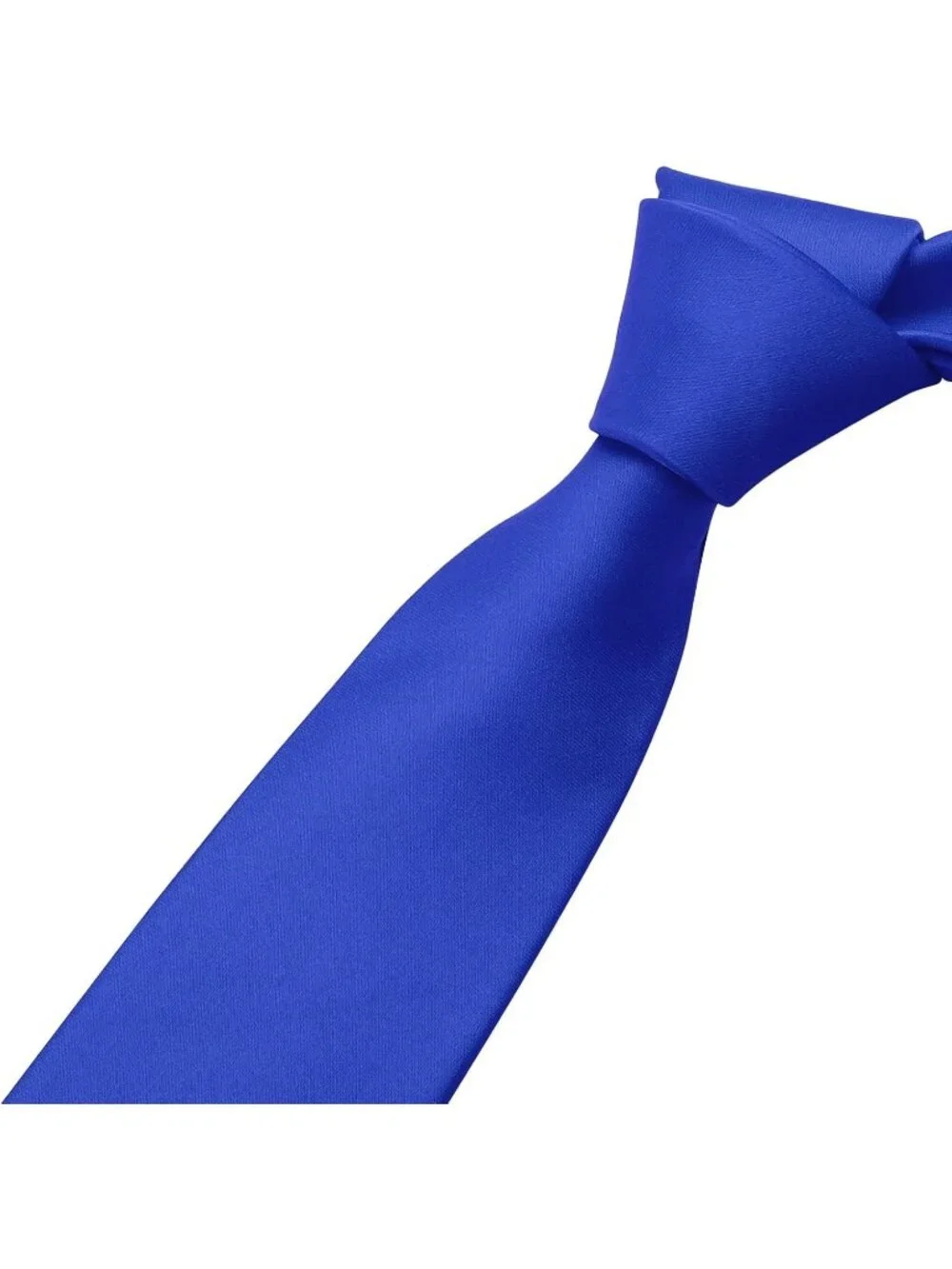 Men's Royal Blue Solid Microfiber Plain Formal Silk Necktie For Business Dress